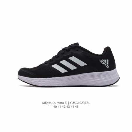Adidas 阿迪达斯 阿迪达斯Adidas DURAMO SL 男子跑鞋时尚板鞋，选用皮革拼接网材鞋面，质轻而柔软，透气吸汗且防臭。鞋侧饰以经典三条纹作装饰， - 点击图像关闭