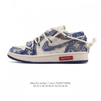 公司级真标 耐克 乔丹Air Jordan 1 Low Aj1 乔1 乔丹1代Aj1 低帮复古文化休闲运动篮球鞋 解构绑带 双鞋带 路易威登联名。从1985 年