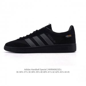 公司级 阿迪达斯 Adidas Handball Spezial 低帮三叶草学院风复古休闲板鞋 德训鞋 橡胶底柔软皮革经典运动鞋板鞋。圆头、缝合拼接设计、正面绑