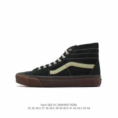 Vans 范斯sk8-Hi 男女高帮滑板鞋-复古休闲运动鞋-Vans范斯。Vans推出的sk8-Hi板鞋，以经典的款性和高帮设计呈现，鞋面采用优质皮革材质打造， - 点击图像关闭