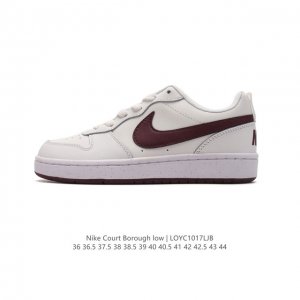 耐克 NIKE 男女子运动鞋 COURT BOROUGH LOW 小空军低帮板鞋。1.其皮革材质的鞋面结合网眼鞋舌，在出众外观与质感的同时提供稳固支撑，并且提升