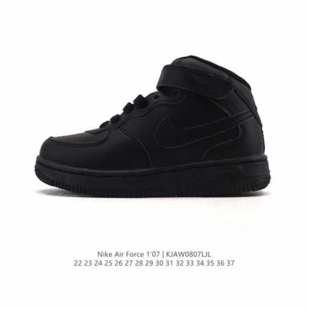 童鞋 耐克 Nike Air Force 1 ‘07 空军一号 小白鞋 Af1 中帮魔术贴百搭休闲运动板鞋。Nike Air Force 1 '07 Mid 空 - 点击图像关闭