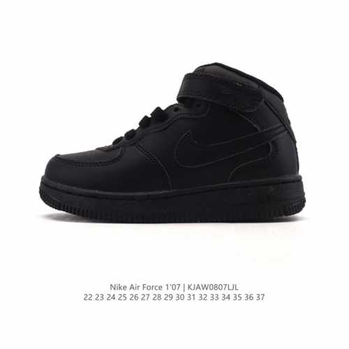 童鞋 耐克 Nike Air Force 1 ‘07 空军一号 小白鞋 Af1 中帮魔术贴百搭休闲运动板鞋。Nike Air Force 1 '07 Mid 空