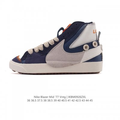 耐克 Nike Blazer Mid '77 Jumbo 男女士运动鞋 抓地板鞋革新重塑经典街头人气鞋款。采用人气传统外观，巧搭大号耐克勾勾设计和宽大鞋带。柔软
