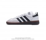 阿迪达斯 Adidas Handball Spezial 三叶草学院风复古休闲板鞋 德训鞋 橡胶底柔软皮革经典运动鞋男女士鞋 圆头 缝合拼接设计 正面绑带 鞋舌