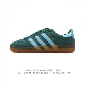 真标 阿迪达斯 Adidas Originals Gazelle Indoor复古三叶草防滑透明橡胶板鞋经典运动鞋。这款经典鞋,忠于原版设计,缀撞色三条纹和鞋跟