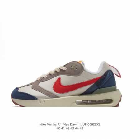耐克 Nike Air Max Dawn 黎明系列 低帮气垫百搭休闲运动慢跑鞋，从配色上彰显出浓厚的复古气质。最大的亮点当属鞋型设计上加入结构元素，汲取1984 - 点击图像关闭