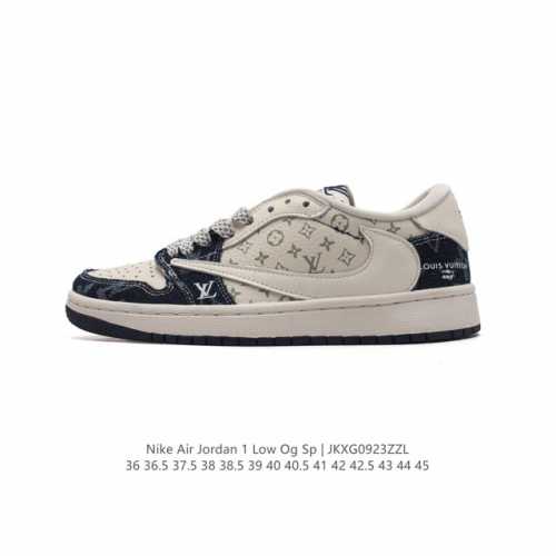 真标 耐克 Nike Air Jordan 1 Low Og Sp Military Blue Aj1乔1 倒勾 路易威登联名 低帮篮球鞋 Aj1 乔丹1代 A