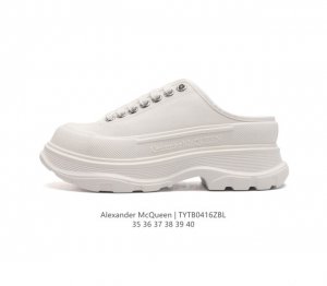 意大利高奢品牌-亚历山大 麦昆 Alexander Mcqueen Sole Sneakers 低帮时装厚底显高百搭休闲松糕鞋 包头运动拖鞋 女式小白鞋 厚底增