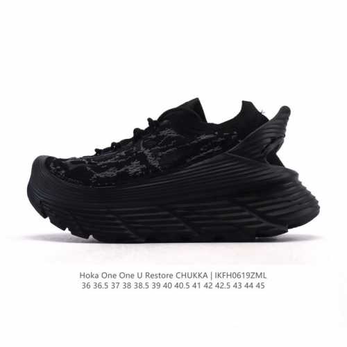公司级 Hoka One One Restore 弹性舒适减震防滑 低帮 涉溪鞋 休闲跑步鞋 男女同款 一脚蹬 厚底增高运动跑步鞋。简评一下：1.做工：很细致，