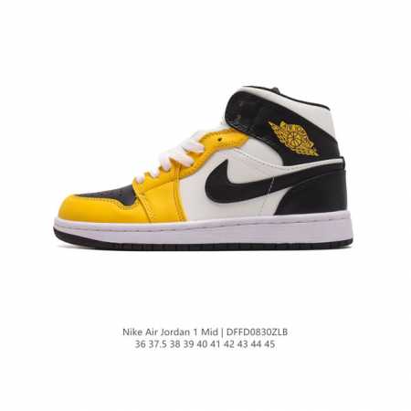 耐克 Nike Air Jordan 1 Mid 男女子篮球鞋时尚轻盈板鞋aj1乔1运动鞋 乔丹一代 高帮复古休闲篮球鞋 。Air Jordan 1 Mid 搭 - 点击图像关闭