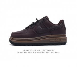 采用纤维荔枝纹牛培皮革鞋面材质 绝对的秋冬神器，全新耐克nike Air Force 1 Low Luxe 耐克 空军一号 Af1 改良防滑厚底低帮百搭休闲运动
