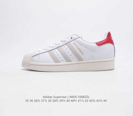 头层皮 阿迪达斯 Adidas Superstar 三叶草经典贝壳头系列 新款休闲板鞋潮流男女士运动鞋 鞋面柔软皮革材质 标志性的贝壳鞋头 锯齿三条纹 简约的线 - 点击图像关闭