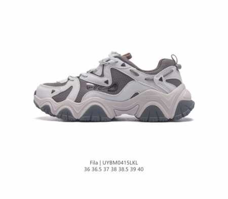 Fila 斐乐女鞋 2023官方新款透气猫爪鞋老爹鞋时尚复古运动鞋。鞋身采用皮革透气网面面料，时尚而又精致。采用均衡性能的发泡科技材料，提供均衡重量、回弹、缓震 - 点击图像关闭