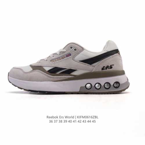 新品公司级 Reebok 锐步 Ers World 运动 百搭 耐磨 橡胶 复古慢跑鞋， 气垫耐磨情侣缓震透气皮革网面拼接鞋运动休闲老爹潮鞋子，经典系列时尚与经