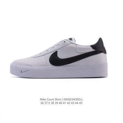 新品 耐克 Nike Court Shot 男女子运动鞋春季透气轻便经典白昼 潮流 嘻哈 百搭 防滑 低帮 板鞋 Fq8146#拒绝沉闷黑白 质感满满的皮革鞋面