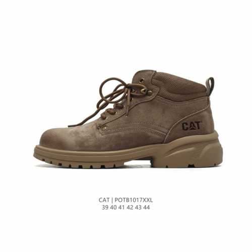 公司级 CAT卡特 新款透气小皮鞋 潮短靴子 厚底增高马丁靴鞋 时尚中帮板鞋 真标公司卡特男鞋广东 历年经典热销款 新款牛皮革鞋面 轻便休闲鞋 耐磨防滑橡胶大底