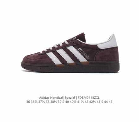 阿迪达斯 Adidas Handball Spezial 三叶草学院风复古休闲板鞋 德训鞋 橡胶底柔软皮革经典运动鞋男女士板鞋。圆头、缝合拼接设计、正面绑带、鞋 - 点击图像关闭