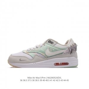 真标 耐克 Nike Air Max 1 Prm 男女子气垫缓震慢跑鞋 复古厚底增高运动鞋。从法国建筑中汲取设计灵感，兼具运动风范和时尚格调，是此系列起初搭载
