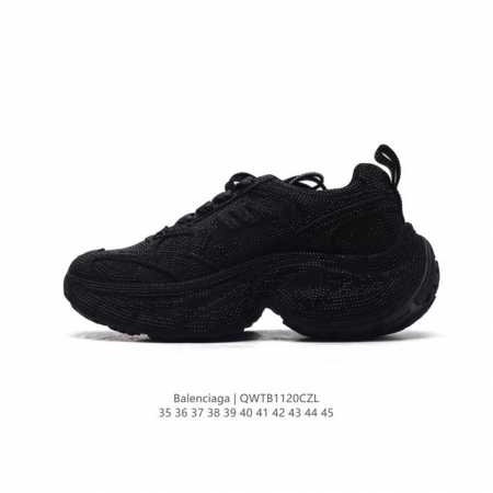 公司级 Balenciaga 3Xl Sneakers 巴黎世家 十代网布系带低帮走秀复古老爹运动鞋 鞋面满钻材料和聚氨酯 磨损效果 鞋头边缘和后帮 Balen - 点击图像关闭