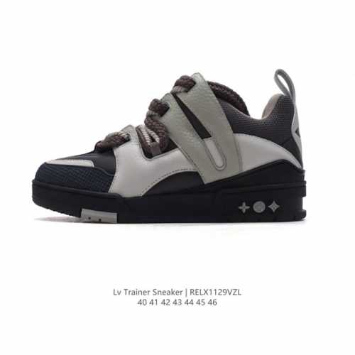 公司级 路易威登 Louis Vuitton Lv路易威登板鞋 时尚运动鞋 潮厚底增高男鞋 。舒适防滑底和百搭性霸屏整个时尚娱乐圈，细节调整完美主义！鞋面采用柔