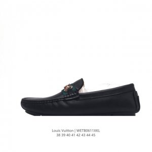 公司级 路易威登 Lv Louis Vuitton 2024年 老花 牛皮 新款男士休闲皮鞋真皮一脚蹬潮流男鞋夏季软面豆豆鞋宝马驾车鞋 尺码：38-45 编码：