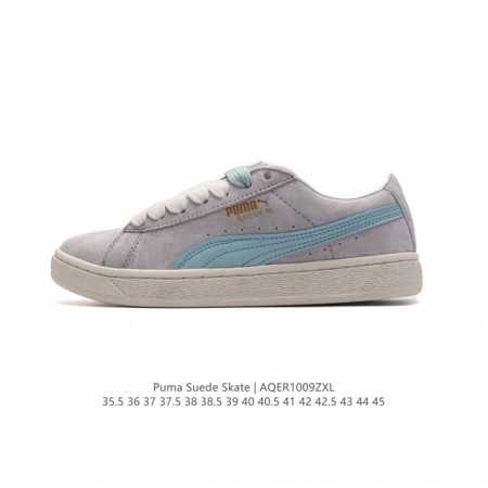 Puma彪马suede Xl Skate男女鞋复古休闲鞋运动厚底增高板鞋1整双鞋整体是亮色鞋身和大号logo以及白色鞋底。鞋身材质是绒面的看起来质感不错。烫金的 - 点击图像关闭