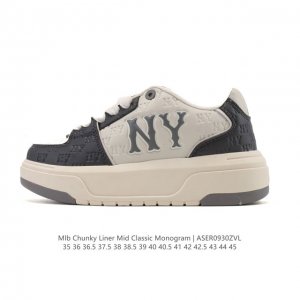 Mlb Chunky Liner Mid人气单品学长鞋系列轻量增高厚底百搭休闲运动板鞋轻便胶鞋 高级街头休閒品牌鞋。Mlb Chunky Liner 学长鞋是从