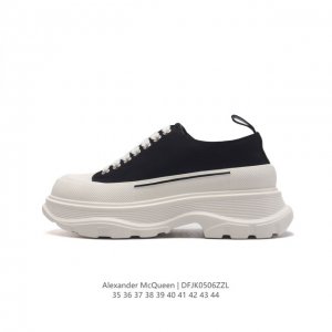 意大利高奢品牌-亚历山大 麦昆 Alexander Mcqueen Sole Sneakers 低帮时装厚底显高百搭休闲松糕鞋 男女式小白鞋 厚底增高帆布运动鞋