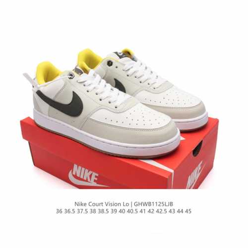 耐克nike Court Vision Low 校园风低帮复古篮球板鞋男女运动鞋。延续80年代复古篮球鞋，添加学院风细节。皮革组合鞋面，利落风格，重现复古篮球风