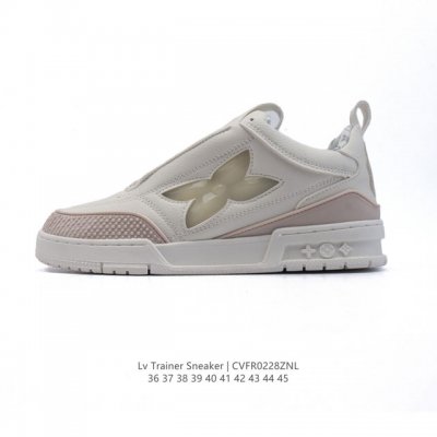 公司级 路易威登 Louis Vuitton Lv路易威登板鞋 时尚运动鞋潮厚底增高男女鞋。舒适防滑底和百搭性霸屏整个时尚娱乐圈，细节调整完美主义！采用柔软皮革