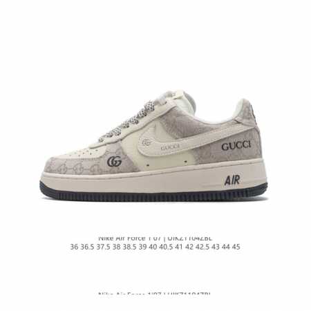 耐克 Nike Air Force 1 '07 Low 空军一号含气垫 GUCCI 联名 低帮百搭厚底增高休闲运动板鞋。柔软、弹性十足的缓震性能和出色的中底设计 - 点击图像关闭
