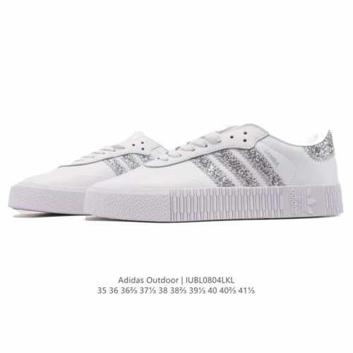 阿迪达斯 Adidas 三叶草 Outdoor 经典三条杠复古休闲运动板鞋 德训鞋 Samba 四季时尚简约小白鞋男女鞋情侣鞋厚底增高百搭潮鞋。 类型：女鞋 货