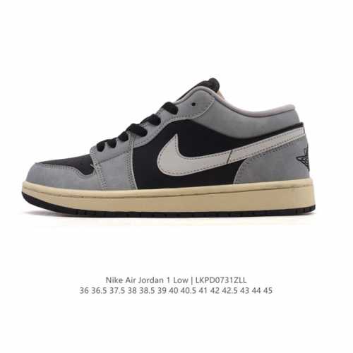 真标 耐克 乔丹Air Jordan 1 Low Aj1 乔1 乔丹1代Aj1 低帮复古文化休闲运动篮球鞋。从1985 年面世的元年款汲取设计灵感，采用简洁大方