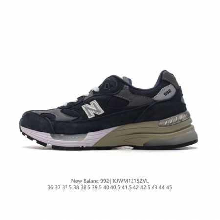 新百伦new Balance 992 复古风格简约经典舒适百搭时尚休闲鞋缓震透气跑步鞋。鞋面采用猪皮革与织物相结合，尼龙网布在拼接工序上极为繁复，彰显质感的同时 - 点击图像关闭
