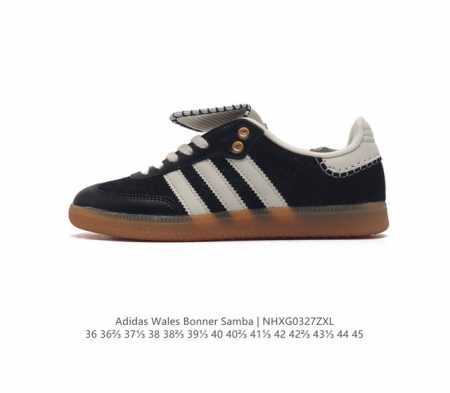 阿迪达斯 德训鞋 经典复古低帮休闲运动慢跑鞋wales Bonner X Adidas 2023 全新秋冬系列联名鞋款 经典运动板鞋 该鞋超大鞋舌采用皮革制成 - 点击图像关闭