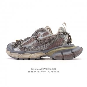 公司级 巴黎世家 Balenciaga 3Xl Sneakers 巴黎世家 十代网布系带低帮走秀复古老爹运动鞋 含挂饰！透气网纱 网面 材料和聚氨酯 磨损效果