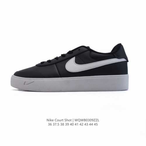 新品 耐克 Nike Court Shot 男女子运动鞋春季透气轻便经典白昼 潮流 嘻哈 百搭 防滑 低帮 板鞋 Fq8146#拒绝沉闷黑白 质感满满的皮革鞋面