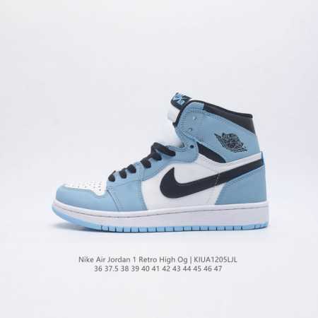 真二层 耐克 Nike Air Jordan 1 Retro High Og 乔丹一代aj1 乔1 Aj1 高帮篮球鞋复刻运动鞋 皮面高帮板鞋的设计灵感源自运动 - 点击图像关闭