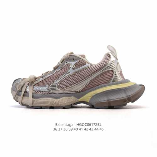 公司级 巴黎世家 Balenciaga 3Xl Sneakers 巴黎世家 十代网布系带低帮走秀复古老爹运动鞋 透气网纱 网面 材料和聚氨酯 磨损效果 鞋头边缘