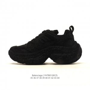 公司级 Balenciaga 3Xl Sneakers 巴黎世家 十代网布系带低帮走秀复古老爹运动鞋 鞋面满钻材料和聚氨酯 磨损效果 鞋头边缘和后帮 Balen