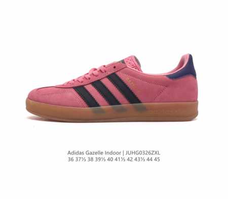 阿迪达斯 Adidas Originals Gazelle Indoor 复古三叶草防滑透明橡胶板鞋经典运动鞋 这款经典鞋,忠于原版设计,缀撞色三条纹和鞋跟饰片 - 点击图像关闭