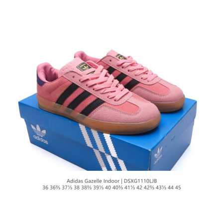 真标 阿迪达斯 Adidas Originals Gazelle Indoor复古三叶草防滑透明橡胶板鞋经典运动鞋。这款经典鞋,忠于原版设计,缀撞色三条纹和鞋跟 - 点击图像关闭