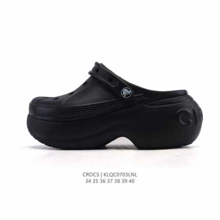 Crocs 沙滩洞洞鞋 女士休闲厚底增高凉拖鞋 卡骆驰明星同款 厚底增高沙滩鞋 选择尺码时 建议选大一码 脚感更舒适 家居休闲一式两用拖鞋 白敬亭同款，坡跟设计 - 点击图像关闭