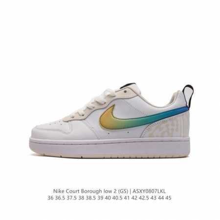 耐克 Nike Court Borough Low 2 Gs 小空军 低帮百搭透气休闲运动板鞋男女鞋。经典耐用的设计，兼顾舒适脚感和出众风范，演绎匠心之作。结构 - 点击图像关闭