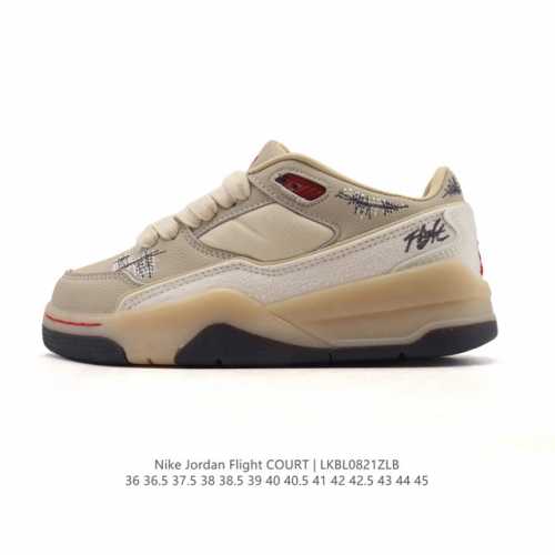 新品公司级 耐克 Nike 乔丹 Jordan Flight Court 时尚休闲 防滑耐磨 低帮运动鞋 复古篮球鞋 男女同款 Jordan 新鞋型 又来了！新