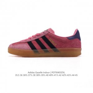 真标 阿迪达斯 Adidas Originals Gazelle Indoor复古三叶草防滑透明橡胶板鞋经典运动鞋 2025年新款。这款经典鞋,忠于原版设计,缀
