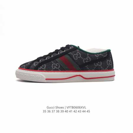 Gucci 古奇 小白鞋 古驰奢侈品男女运动鞋休闲鞋子 Gucci Tennis 1977老花帆布鞋，经典耐穿复古感满满的gucci老花帆布鞋老花满印板鞋 红绿 - 点击图像关闭
