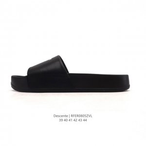 新品 迪桑特Descente Modern Style 柔软舒适休闲 防滑防磨一字拖鞋 黑色舒适 简约百搭，材料非常的软弹 夏日必备 很凉快，纯黑的鞋身很酷，光