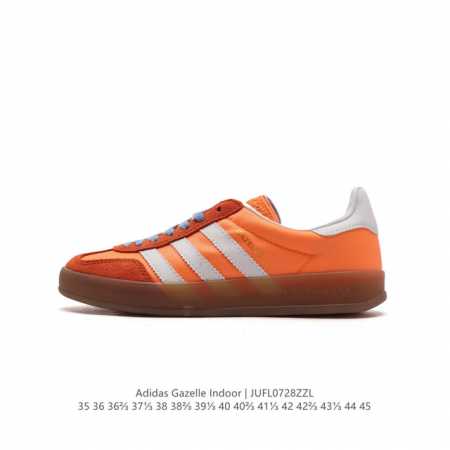 阿迪达斯 Adidas Originals Gazelle Indoor 复古三叶草防滑透明橡胶板鞋经典运动鞋。这款经典鞋,忠于原版设计,缀撞色三条纹和鞋跟饰片 - 点击图像关闭